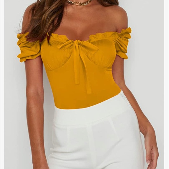 Zeagoo yellow bodysuit top - Picture 2 of 6